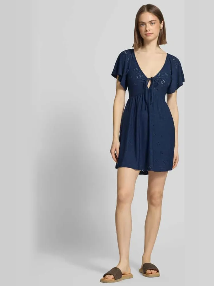 Only Getailleerde vrijetijdsjurk met etskanteffect model 'SMILLA' Marineblauw