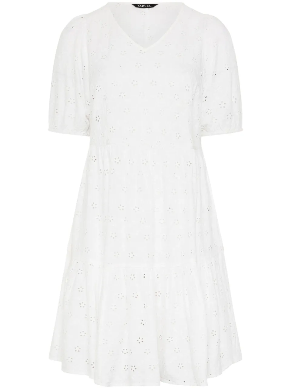 Yours Witte Gelaagde Jurk Met Broderie Anglaise-52, foto 4