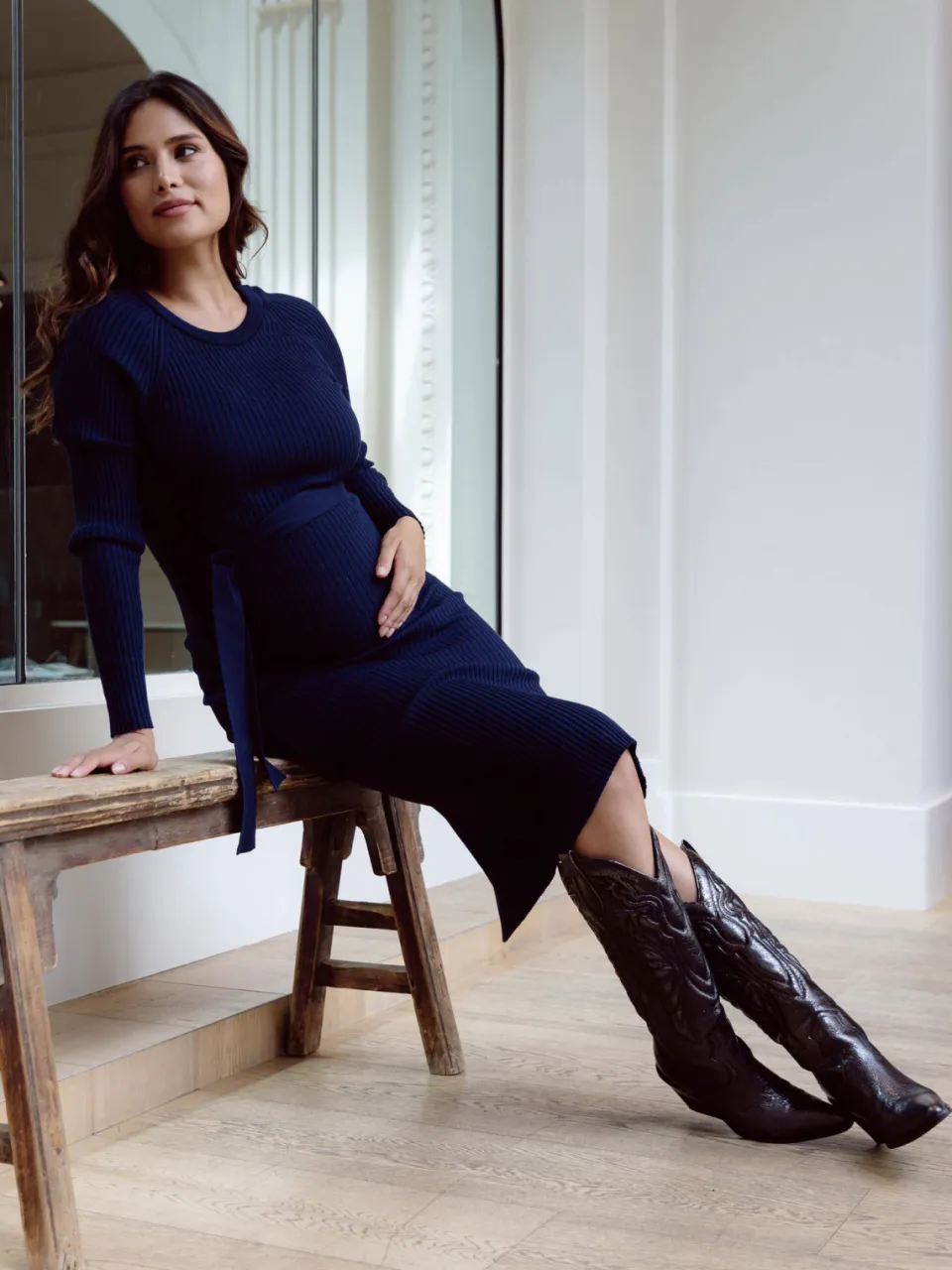 LOVE2WAIT midi zwangerschapsjurk marineblauw, foto 4
