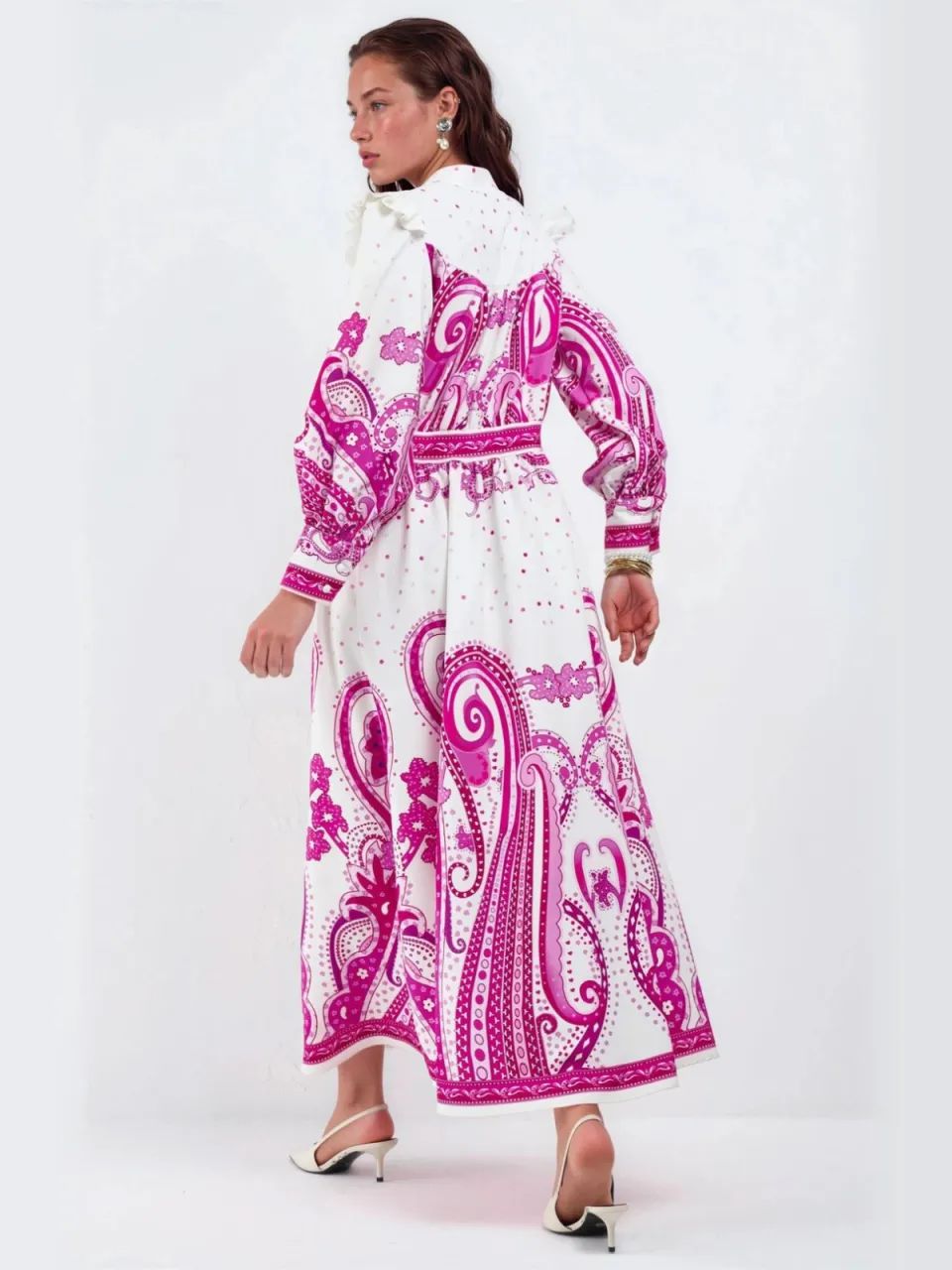 MSN Collection V-hals Paisley Maxi-jurk met Split veelkleurig, foto 2