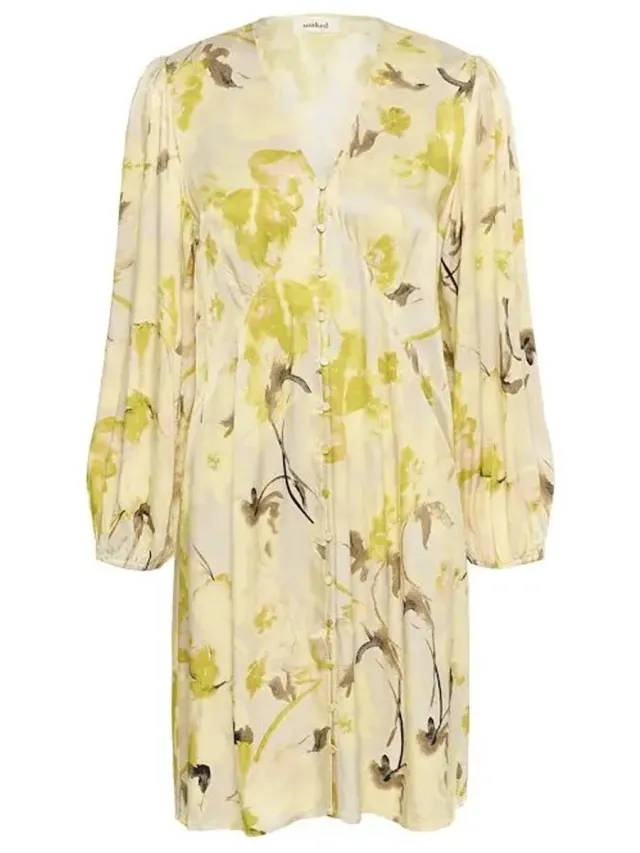 SOAKED IN LUXURY Dames lange mouwen jurk met print Soaked in Luxury Becca french vanilla floral print