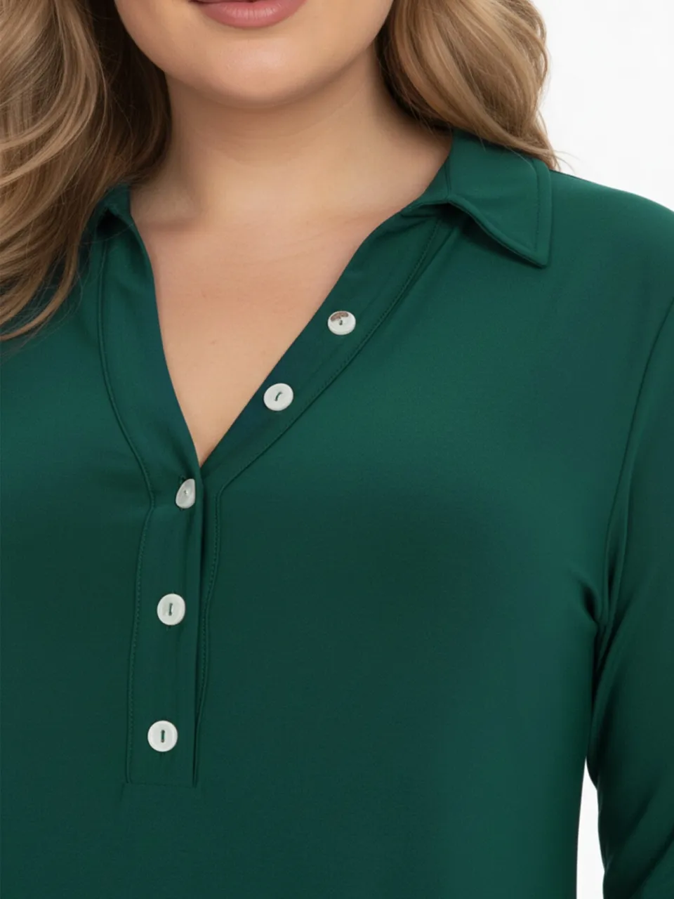 Yoek Jurk met kraag | Dark Green, foto 4