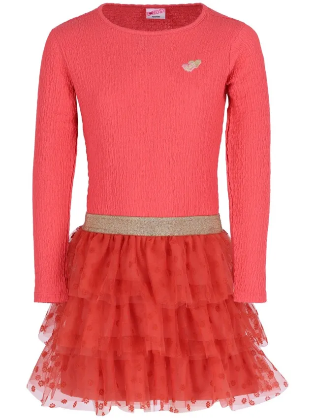 B.Nosy Y608-5818 Jurk meisjes rood-128 Rose Sharon