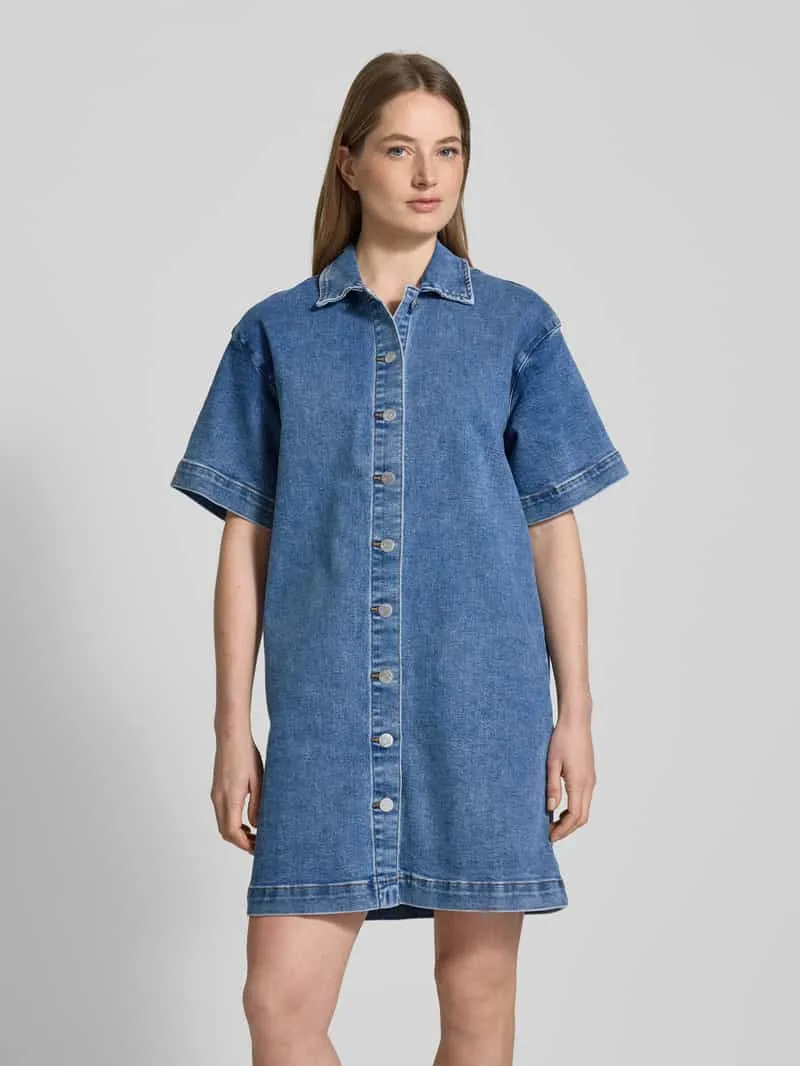 Yas Knielange jeansjurk met doorknoopsluiting, model 'ELSA' Jeansblauw