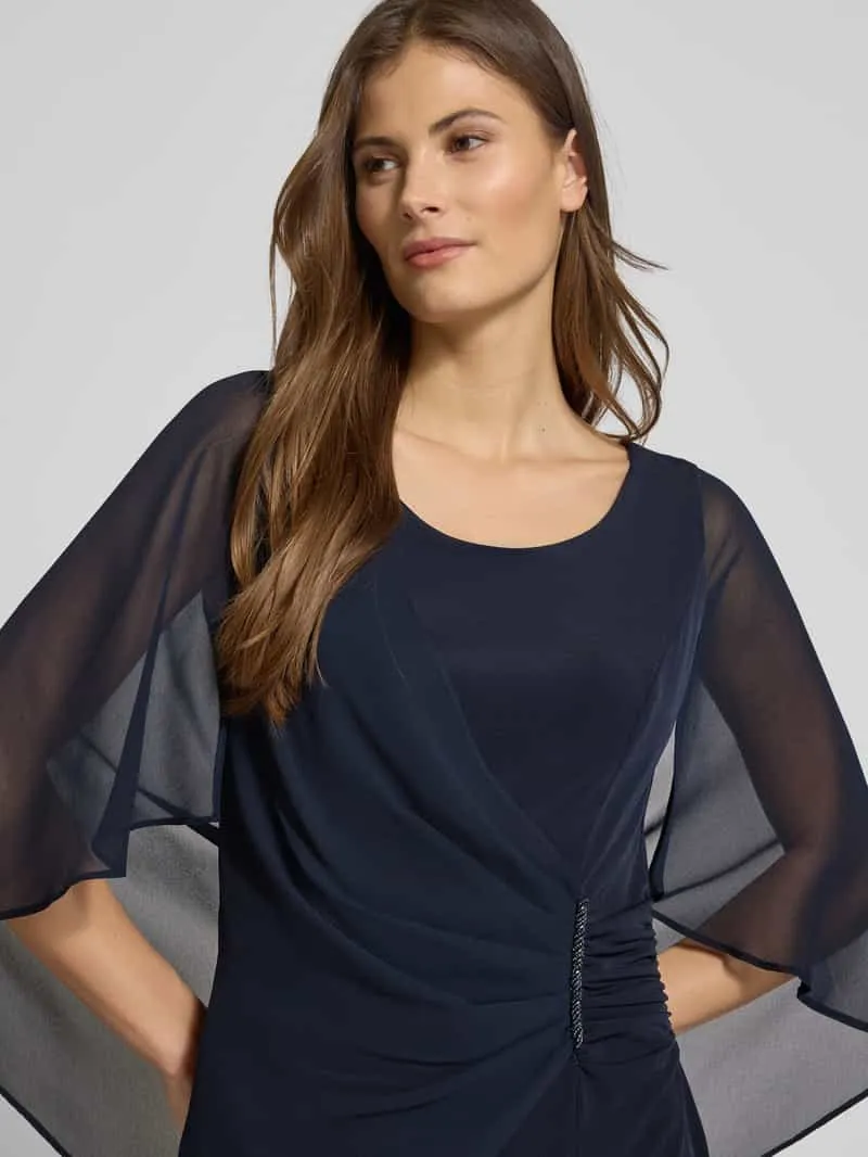Vera Mont Knie-lange cocktailjurk met ronde hals donkerblauw, foto 5