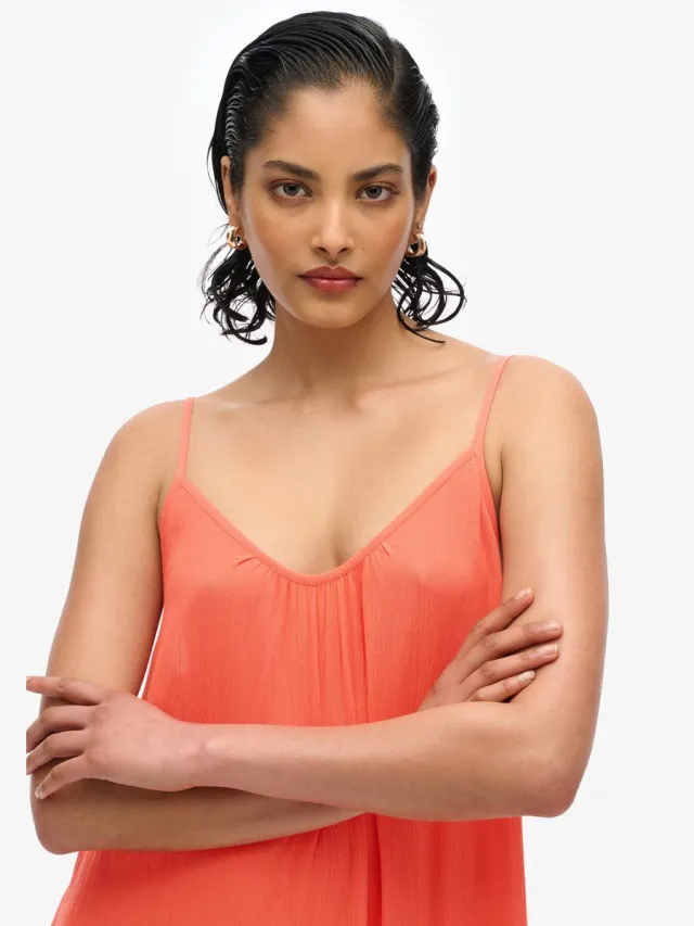 Superdry Cami maxi-jurk - Dames - Jurken hot coral