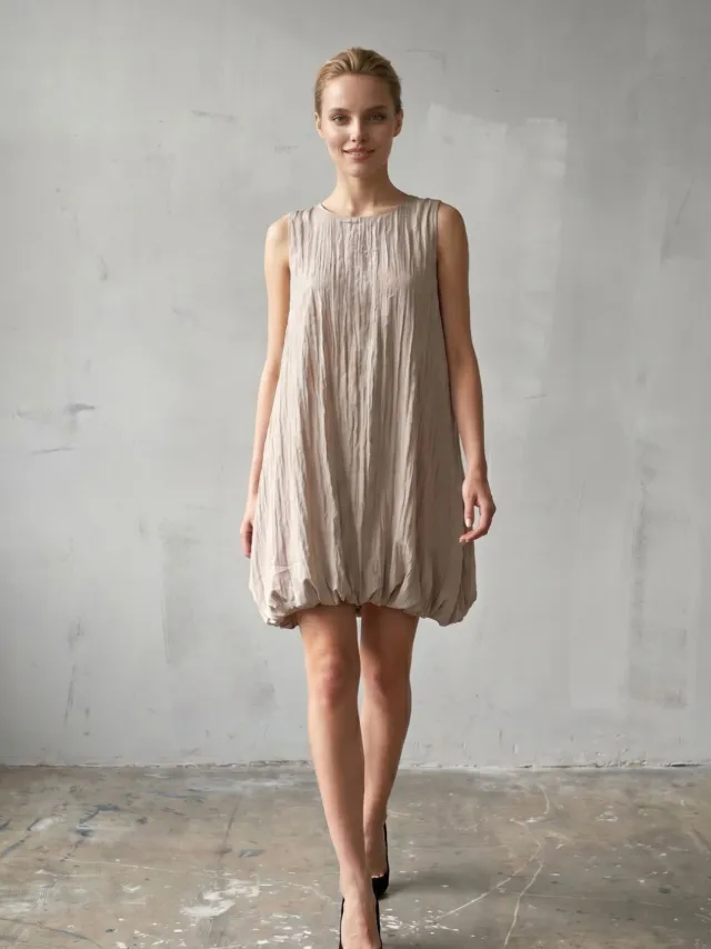 MyFashion Losse Mini-jurk in Textured Lyocell steen, foto 2