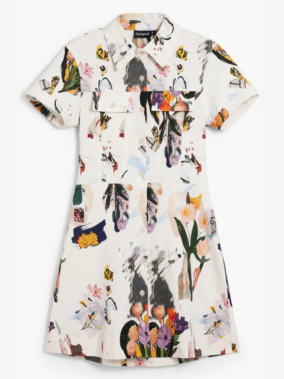 Desigual blousejurk met all over print wit, foto 3