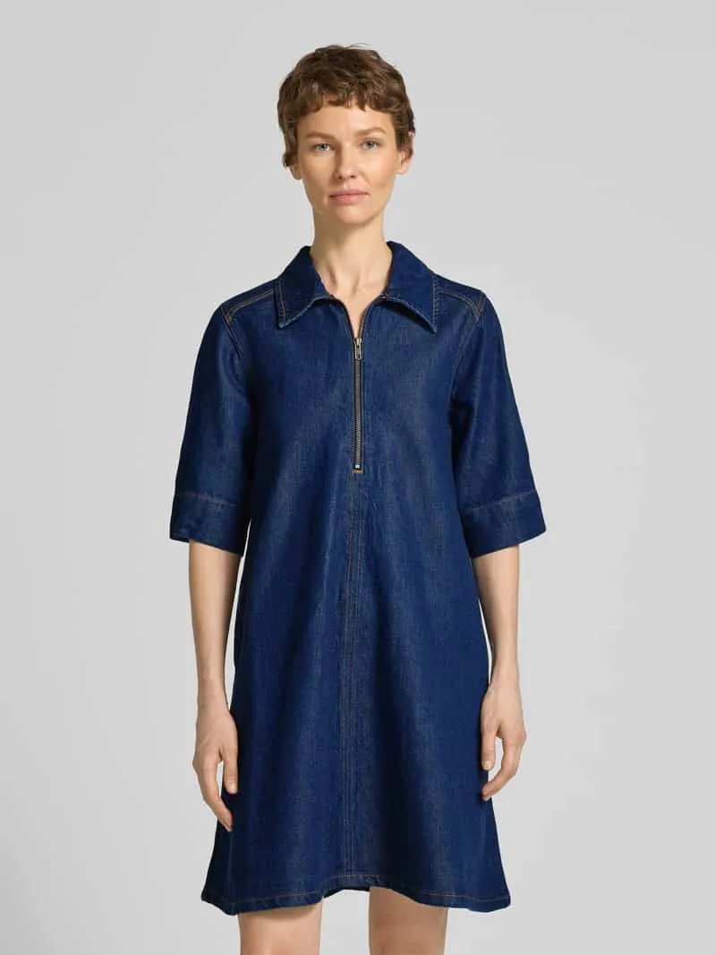 My Essential Wardrobe Jeansjurk van mix van katoen en lyocell met ritssluiting Donkerblauw