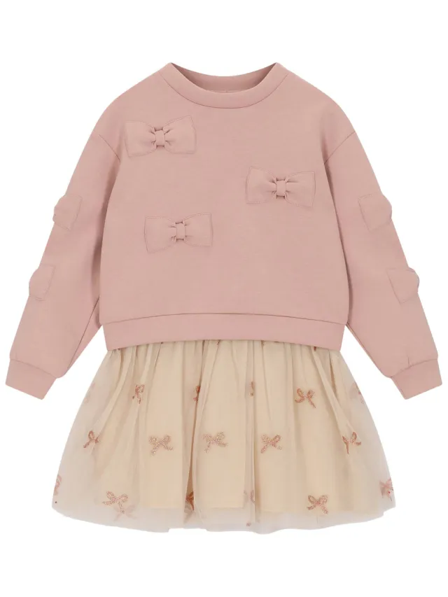 Le Chic korte jurk met tule en print roze, foto 2