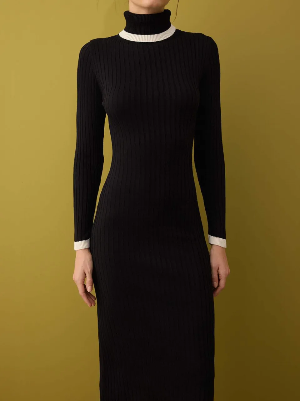 Trendyol TRENDYOLMİLLA Dames Zwart Effen Midi Lang Casual Recht Jurken, foto 2