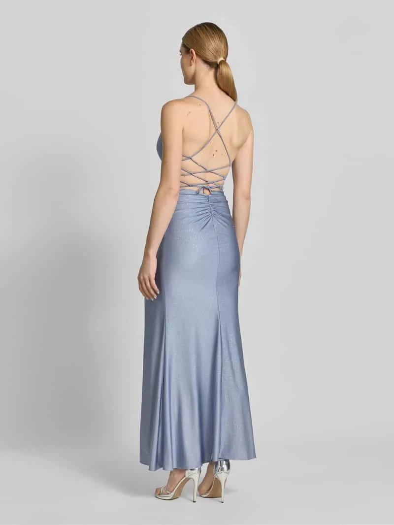 Mascara Maxi-jurk met draperieën en loopsplit lichtblauw, foto 3