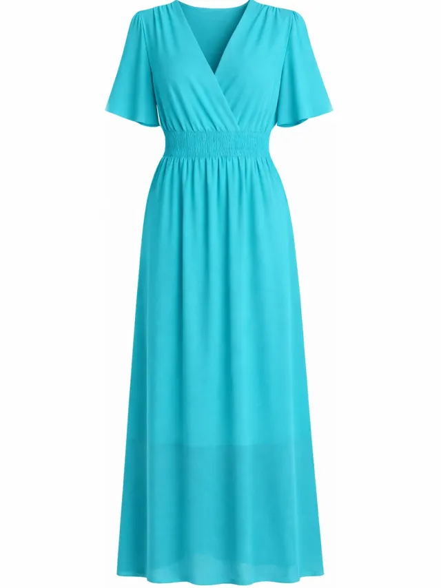 Elara Sommer-Maxikleid mit V-Ausschnitt Türkis