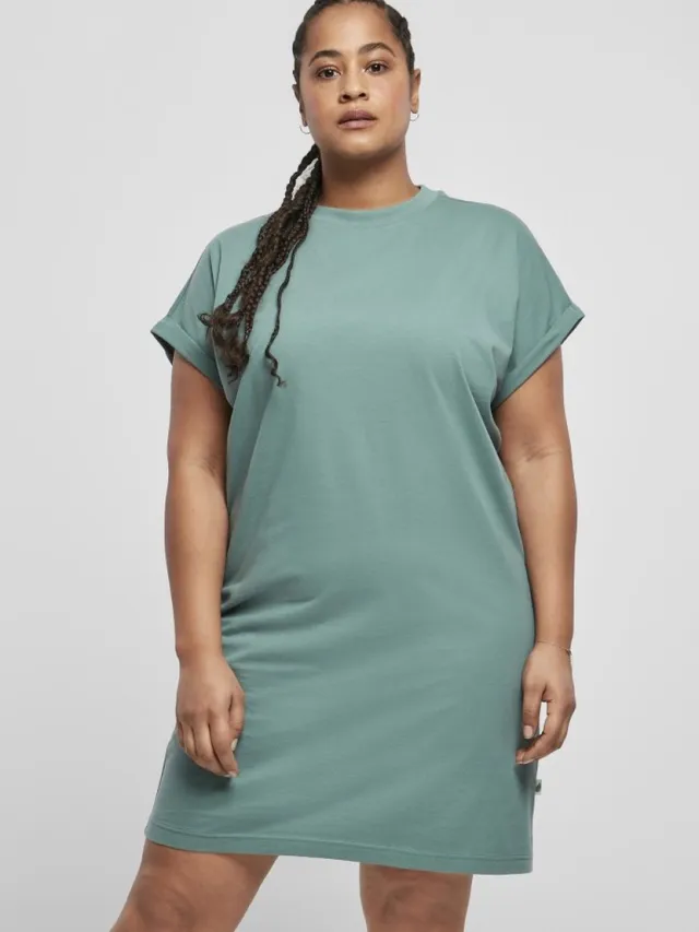 Urban Classics Organic Cotton Cut On Sleeve Tee Korte jurk - S - Groen