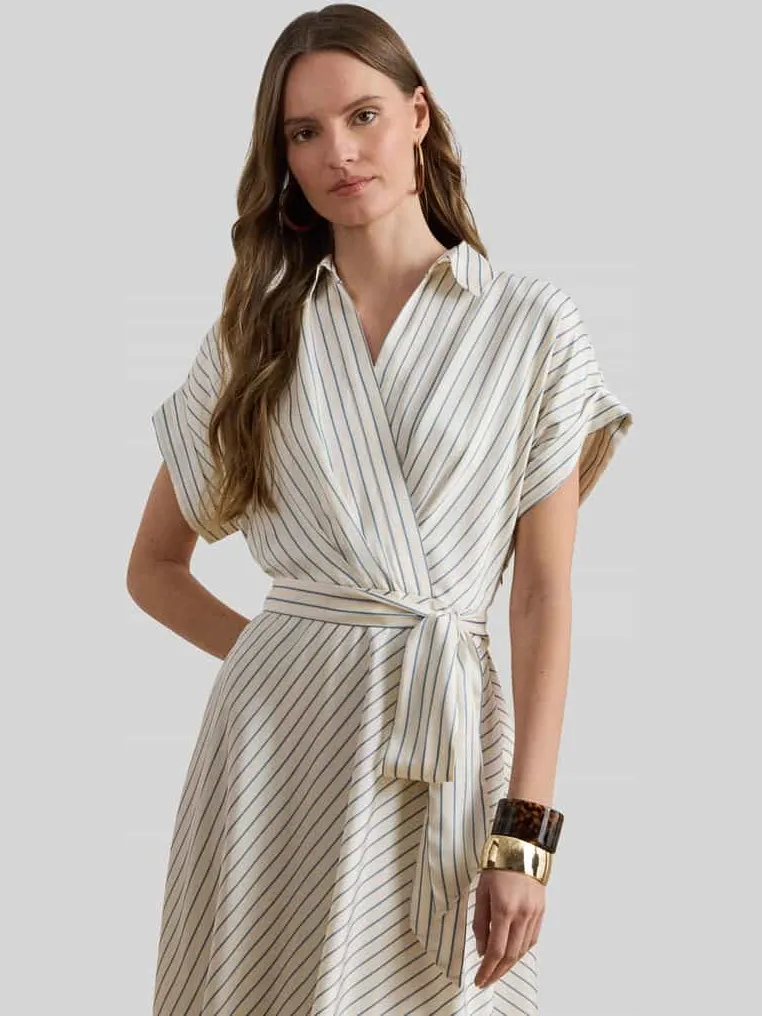 Lauren Ralph Lauren Getailleerde overhemdjurk met strikceintuur ecru, foto 3