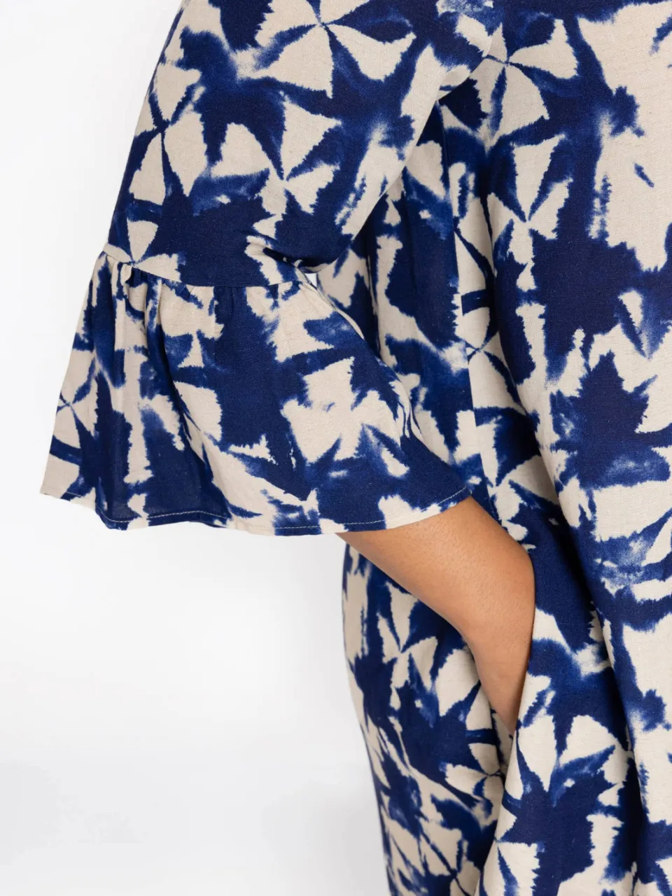 Yoek TESSA jurk met ruches blauw, foto 5