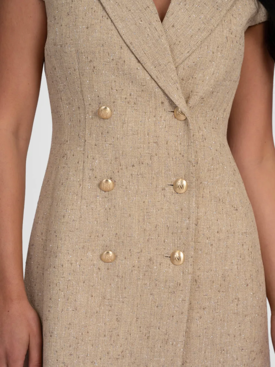 Nikkie blazerjurk met glitters - beige, foto 4