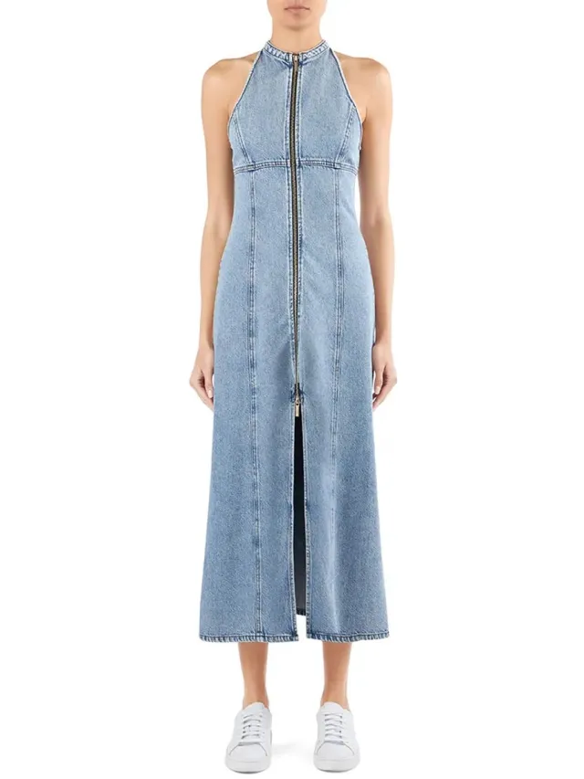 Armani Exchange Xw002261_af21338 Mouwloze Jurk Blauw 38 Vrouw Blue Denim
