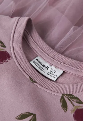 NAME IT MINI gebloemde midi sweatjurk oudroze, foto 4