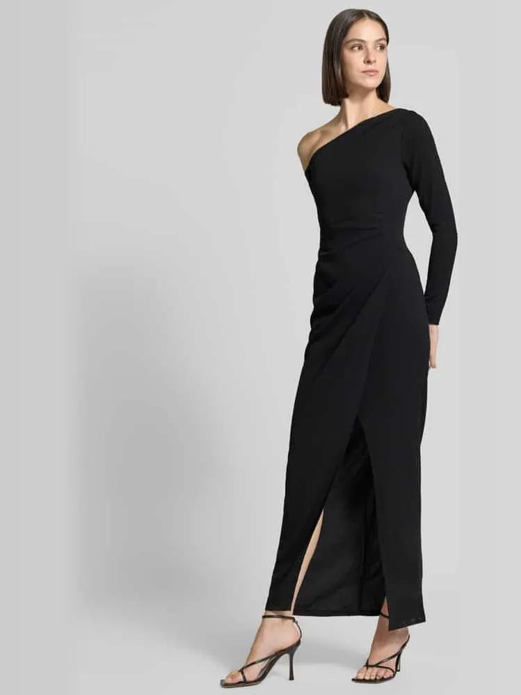 Lipsy Avondjurk in one-shoulder look met plooien zwart, foto 4