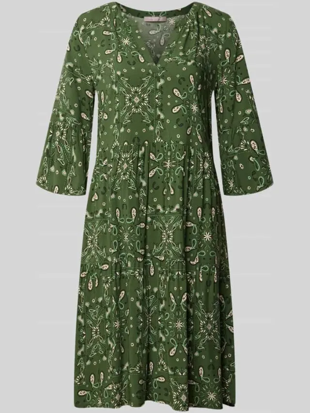 Christian Berg Woman Selection relaxed fit mini-jurk van pure viscose olijfgroen, foto 2
