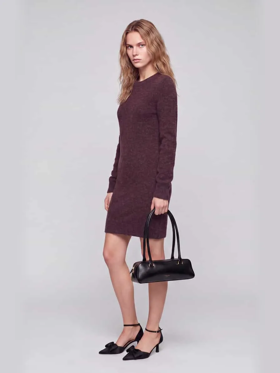 Vero Moda Getailleerde tricotjurk met ronde hals model 'DOFFY' Donkerrood