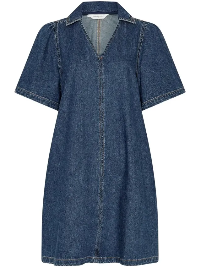Moss Copenhagen Dames denim jurk Moss Copenhagen Manna Alena midden-blauw-was