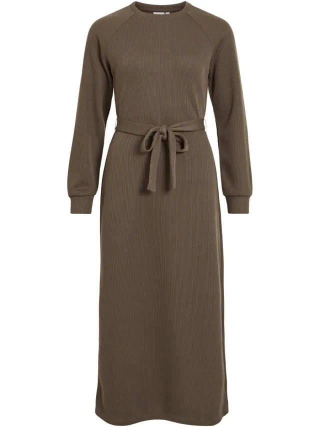 Vila Maxi jurk VIEMMY Lange mouwen Chocolate Brown
