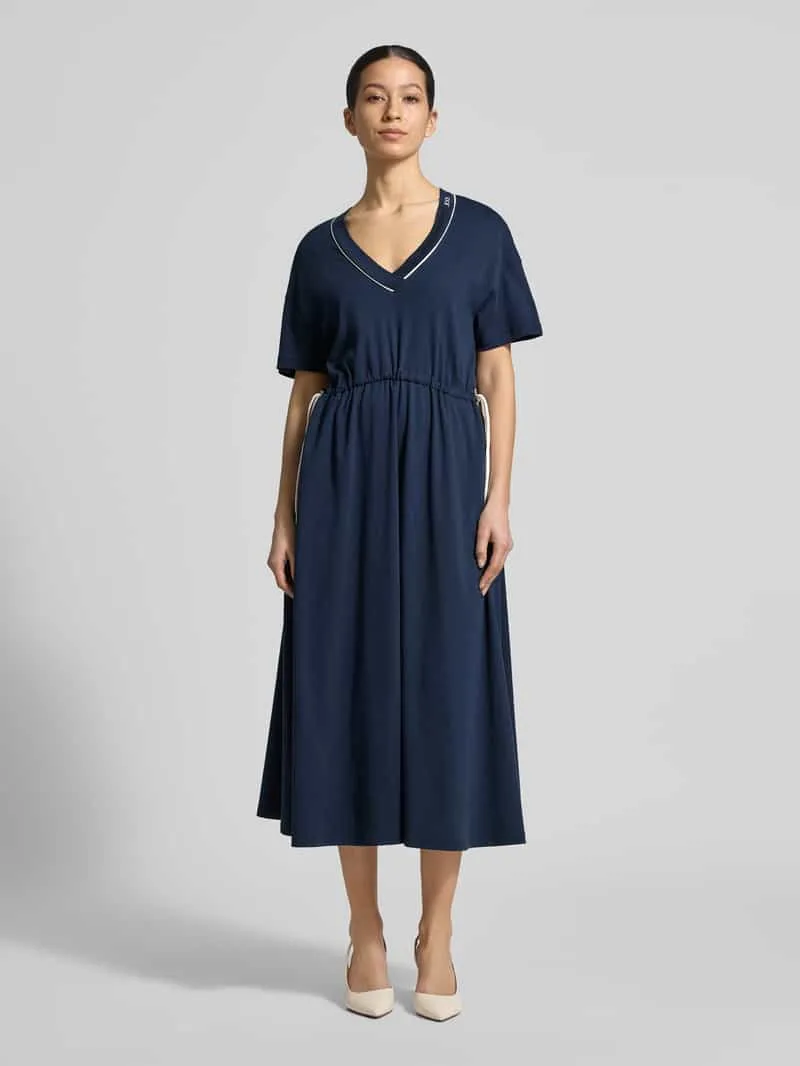Joop! midi-jurk met verstelbare taille model 'Tomika' Marineblauw