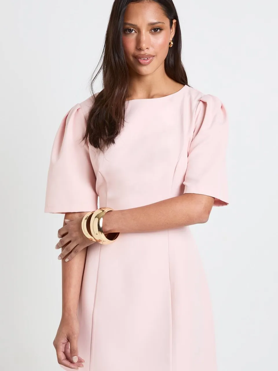 boohoo Dames Gestructureerde Mini-jurk Met Naaddetail pastelroze, foto 2