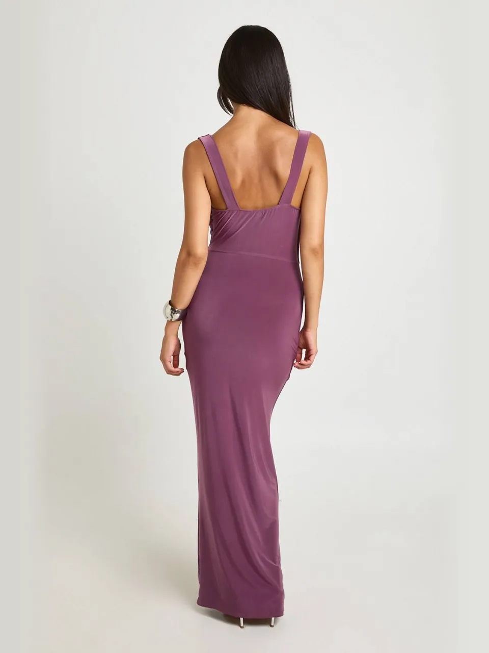 boohoo Dames Soft Touch Gerimpelde Wikkel Maxi Jurk mauve, foto 2