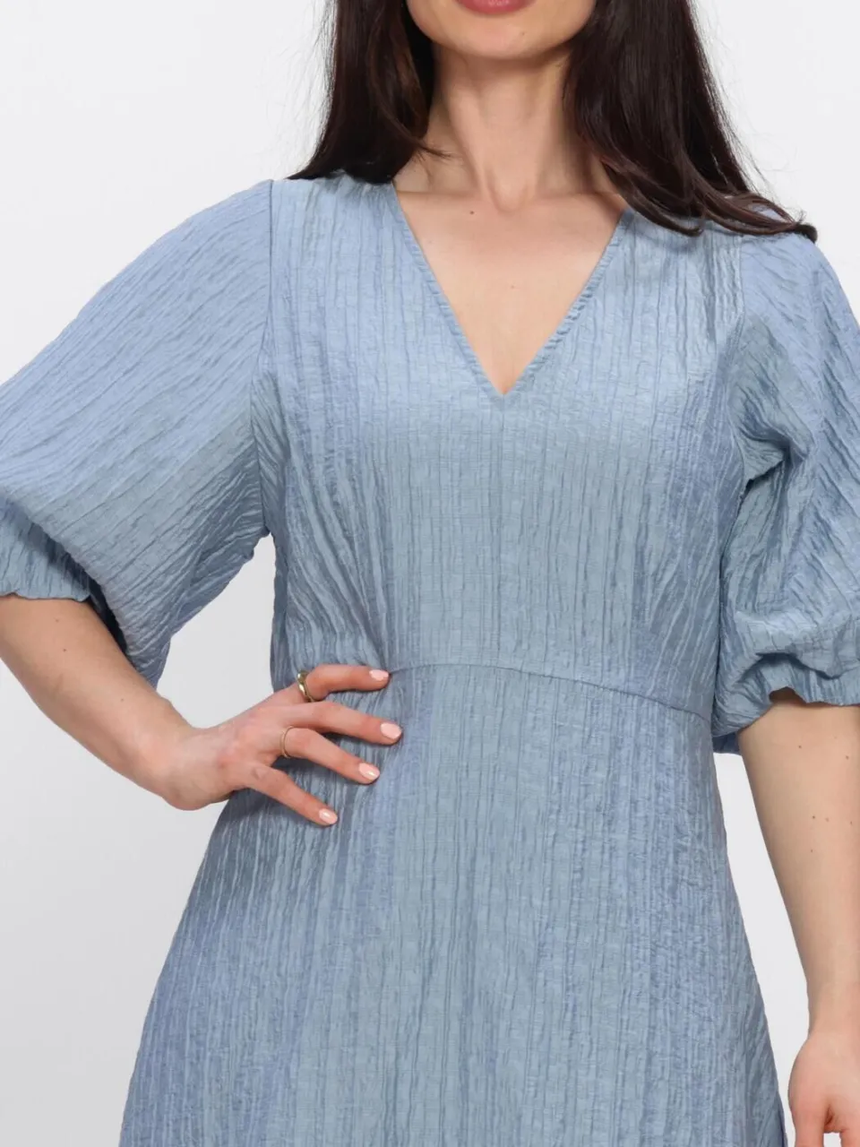 SELECTED WOMEN Dames Jurken Slfmaddie Ss Closed Back Midi Dress - Lichtblauw, foto 4