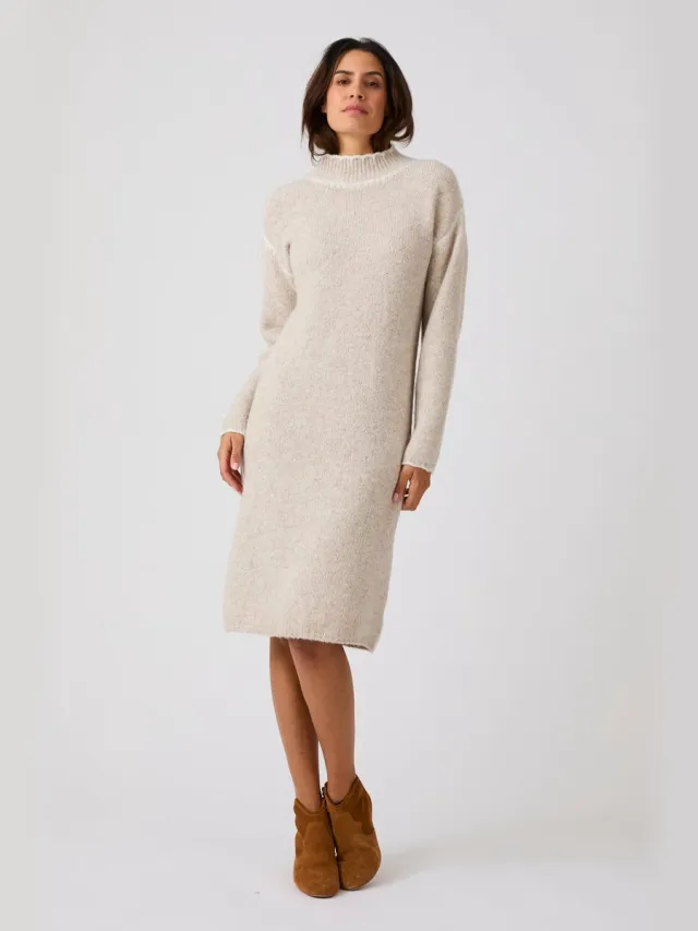 Damart Sweaterjurk met contrasterende details Thermolactyl - Dames - Beige