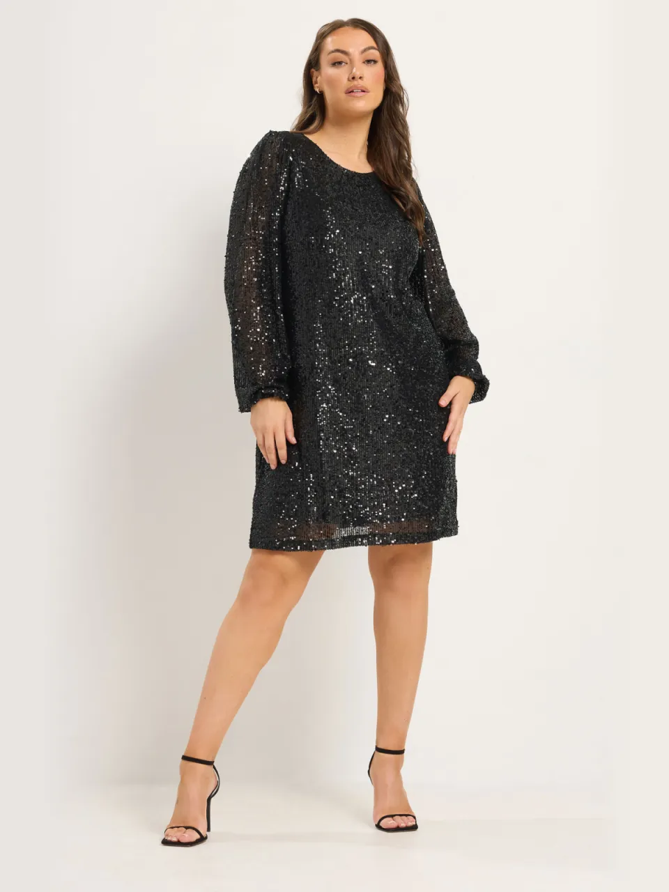 Yours Plus Size Black Sequin Embellished Dress Gold