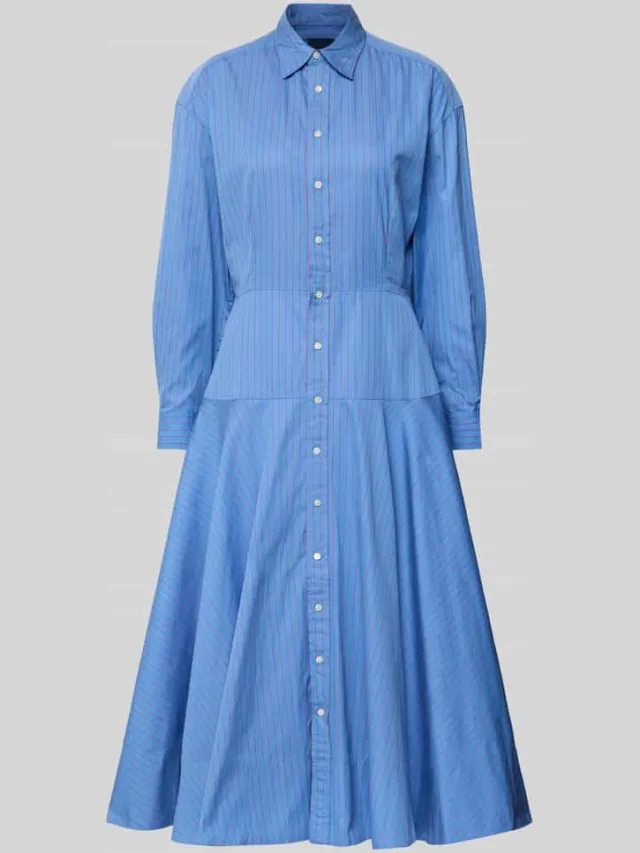 Polo Ralph Lauren Getailleerde blousejurk van puur katoen blauw, foto 2