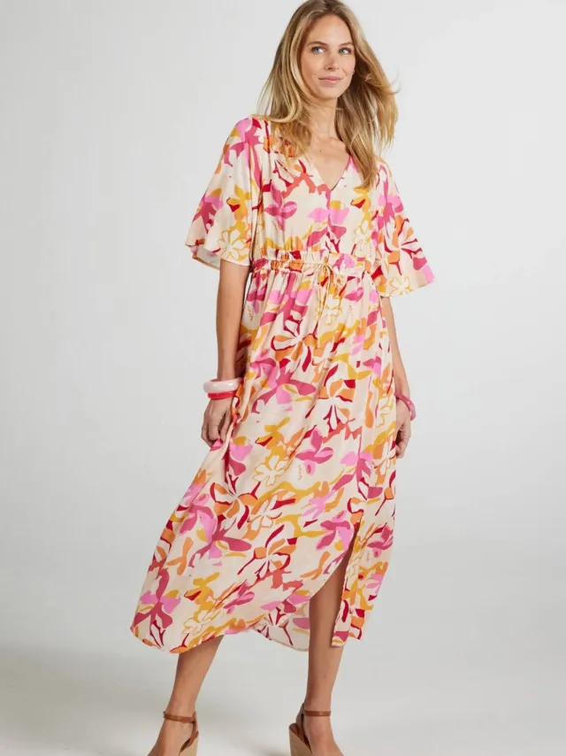 Didi gebloemde midi jurk roze