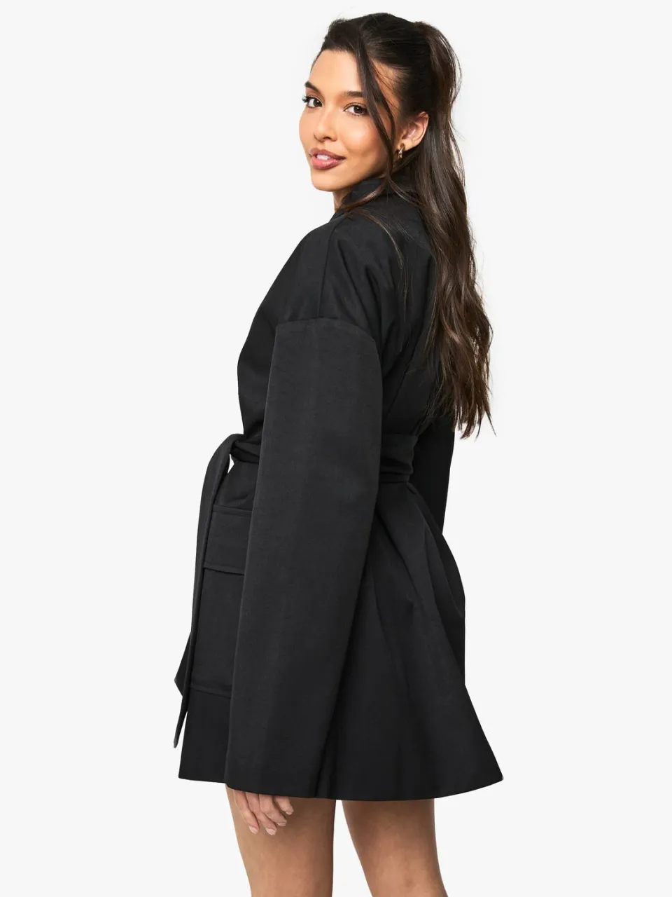 boohoo Dames Op Maat Gemaakte Oversized Wrap Blazer Jurk zwart, foto 2