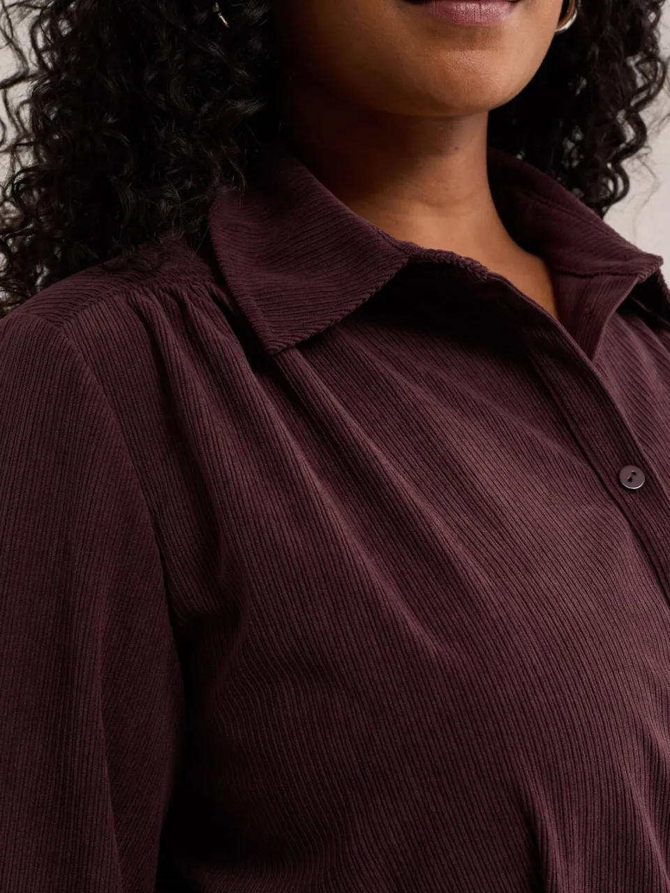 WE Fashion Curve Plus Size corduroy midi blousejurk met ceintuur - donkerrood, foto 4