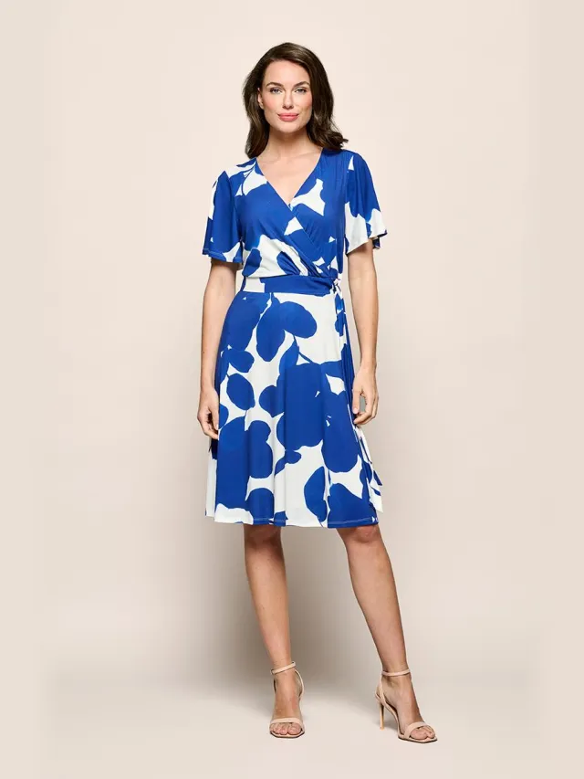 Mart Visser Regina Print Jurk Navy / Off White Marineblauw