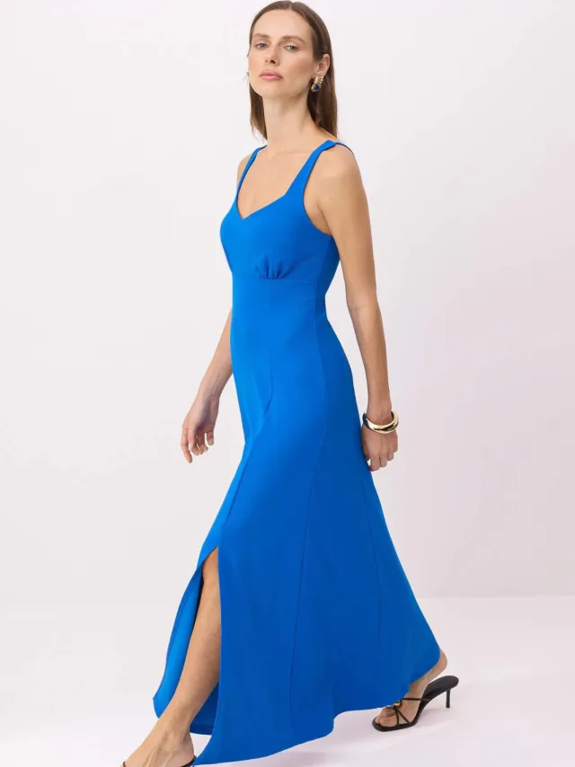 Trendyol TRENDYOLMİLLA Dames Blauw Effen Maxi Mouwloos Skater Jurken, foto 2