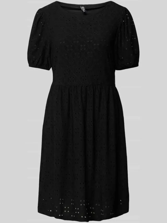 Pieces Mini-jurk met broderie anglaise zwart, foto 2