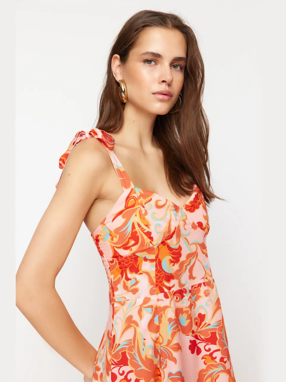 Trendyol TRENDYOLMİLLA Dames Roze Bloemen Midi Mouwloos Avond / Dagelijks A-lijn Jurken, foto 2