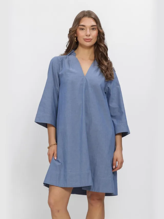 SELECTED WOMEN Dames Jurken Slfkira Talia Oversize 3/4 Dress - Blauw