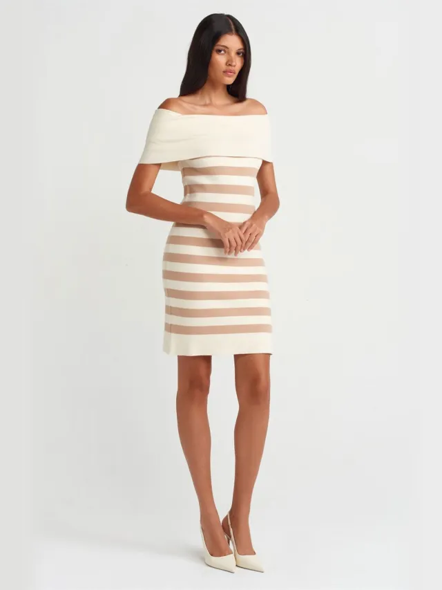 Dilvin Gestreepte Ribbels Bodycon Mini jurk Veelkleurig