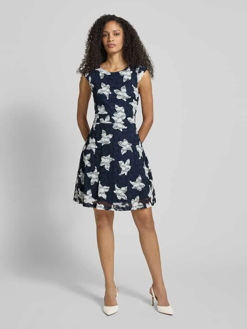 Apricot Mini-jurk in All-over look met Ronde hals marineblauw, foto 4