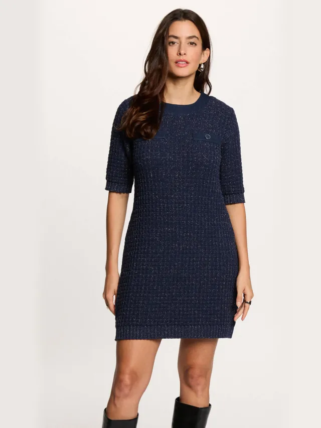 Morgan mini jurk met glitter marineblauw