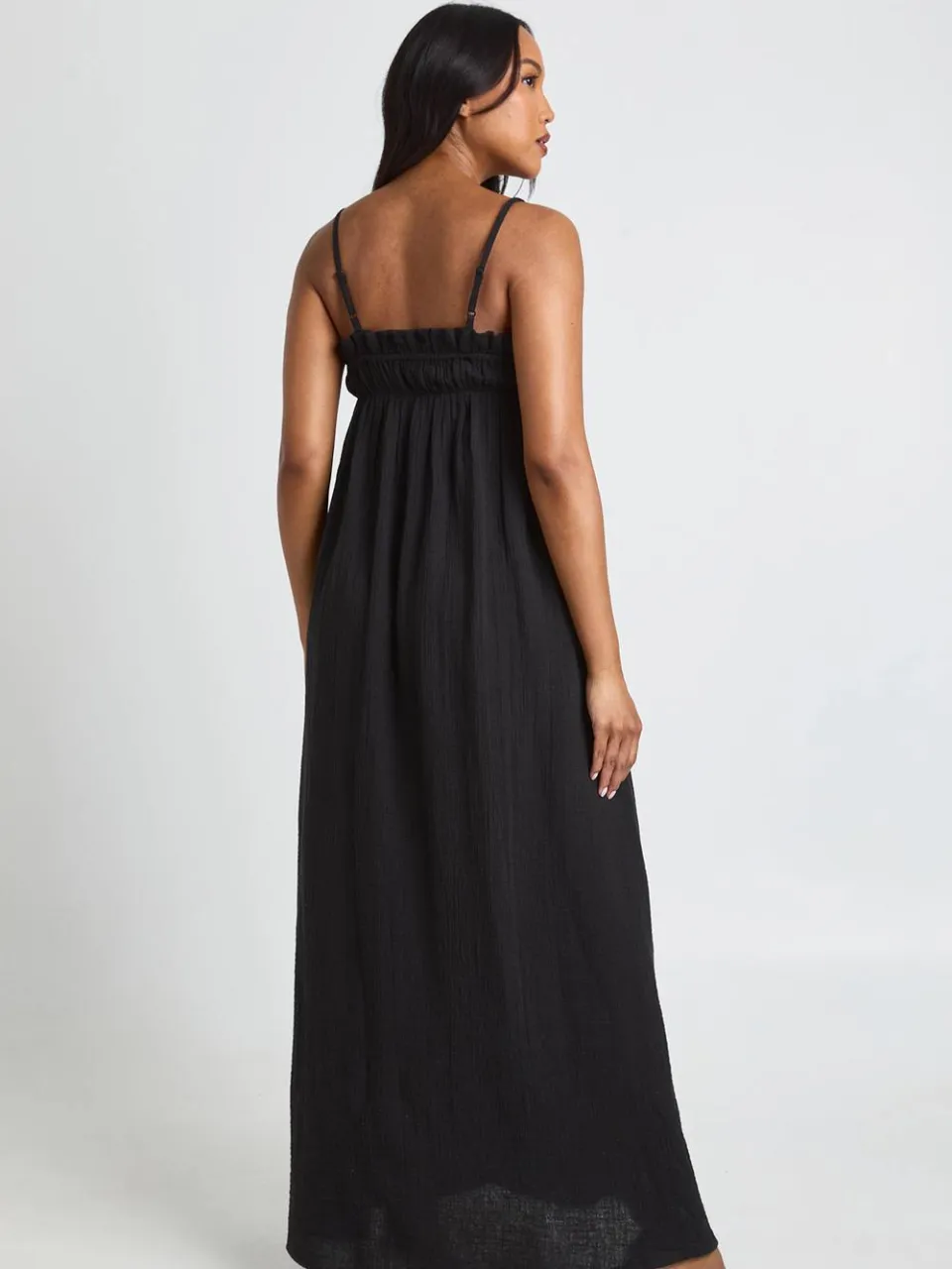 boohoo Dames Zwangerschaps Katoenen Gaas Maxi Smock Jurk zwart, foto 2