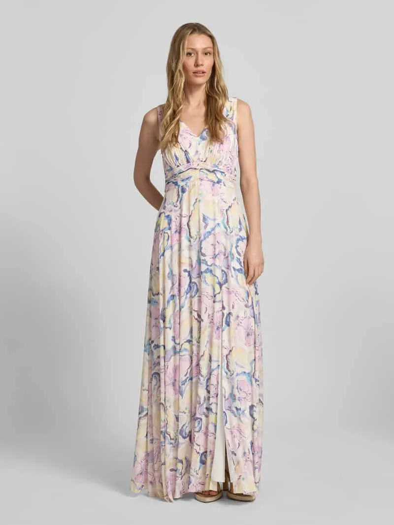 Christian Berg Cocktail maxi-jurk in all-over look Lichtroze gemêleerd
