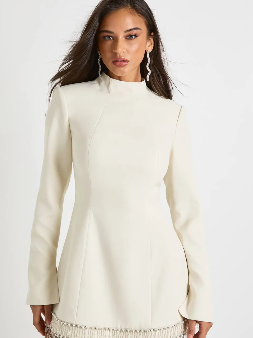 boohoo Dames Grown On nek trim zoomshift crème, foto 5