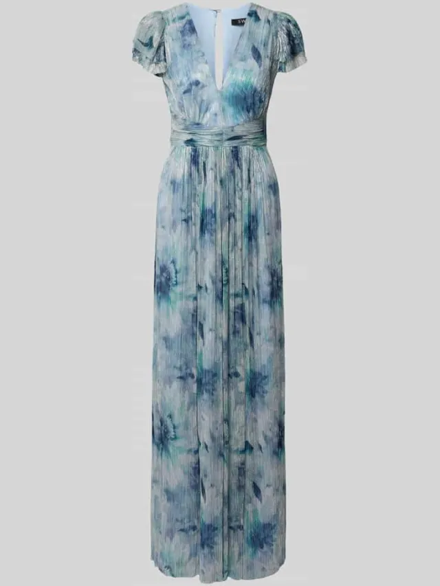 Swing maxi-jurk met all-over bloemenmotief Petrol